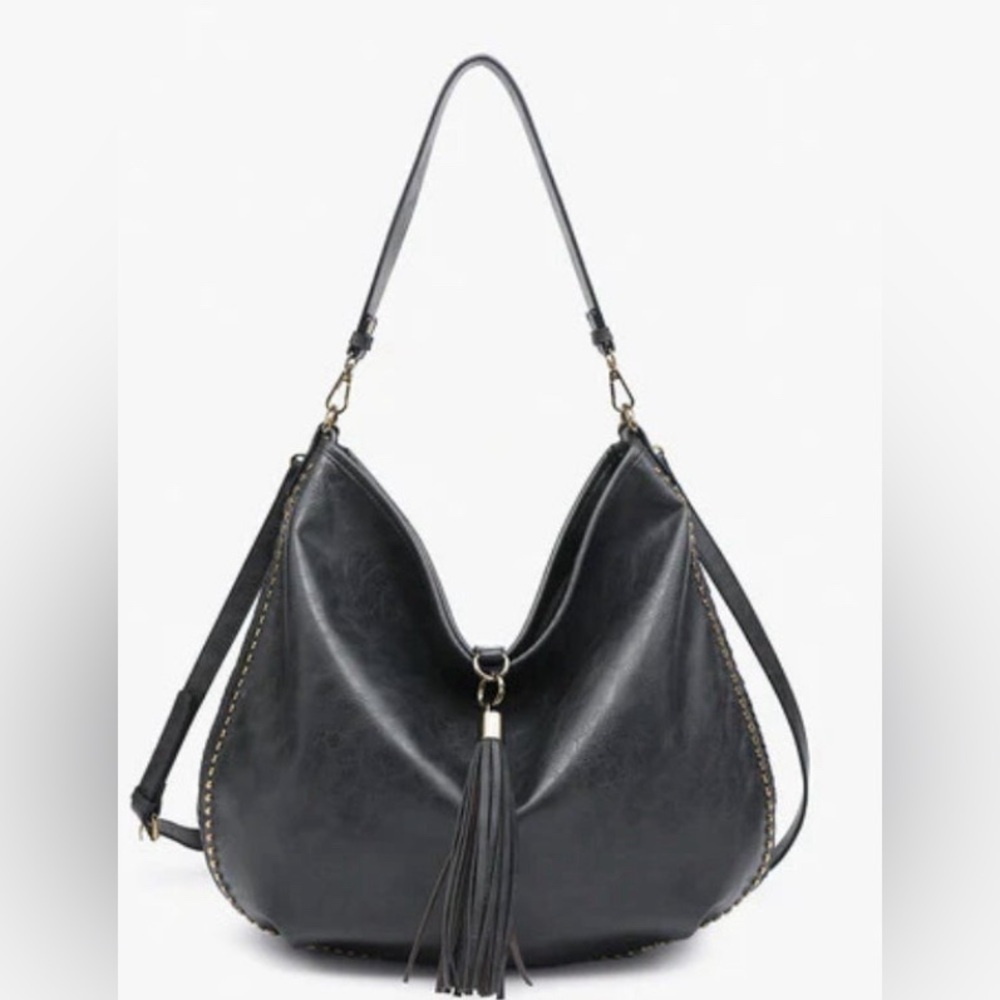 NEW CHARCOAL DEMI DISTRESSED SLOUCHY HOBO - Picture 1 of 3